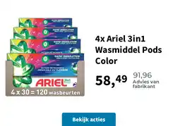 Plein.nl 4x Ariel 3in1 Wasmiddel Pods Color aanbieding