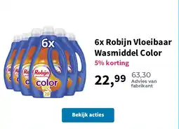 Plein.nl 6x Robijn Vloeibaar Wasmiddel Color aanbieding