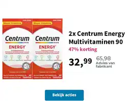 Plein.nl 2x Centrum Energy Multivitaminen 90 aanbieding