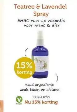 De Rode Pilaren Teatree & Lavendel Spray aanbieding