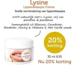 De Rode Pilaren Lysine Lippenblaasjes Crème aanbieding