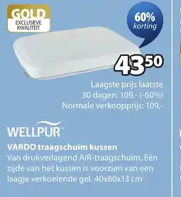 Jysk Wellpur vardo traagschuim kussen aanbieding