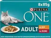 Bol.com Purina ONE Fijne Malse Reepjes in Saus Kip - Rund 8 x 85 gr aanbieding