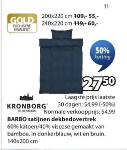 Jysk Kronborgⓡ barbo satijnen dekbedovertrek aanbieding