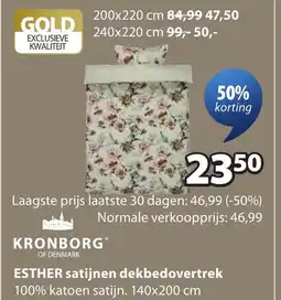 Jysk Kronborg* esther satijnen dekbedovertrek aanbieding