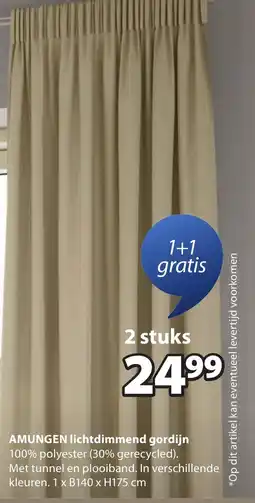 Jysk Amungen lichtdimmend gordijn aanbieding