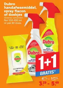 Coop Dubro handafwasmiddel, spray flacon of doekjes aanbieding