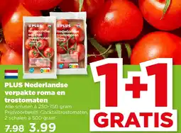 PLUS PLUS Nederlandse verpakte roma en trostomaten aanbieding