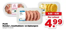 PLUS PLUS Runder, houthakkers en kipburgers aanbieding