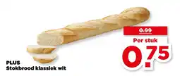 PLUS PLUS Stokbrood klassiek wit aanbieding