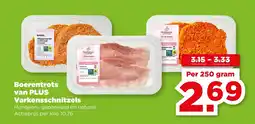 PLUS Boerentrots van PLUS Varkensschnitzels aanbieding