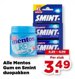 PLUS Alle Mentos Gum en Smint duopakken aanbieding