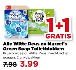 PLUS Alle Witte Reus en Marcel's Green Soap Toiletblokken aanbieding
