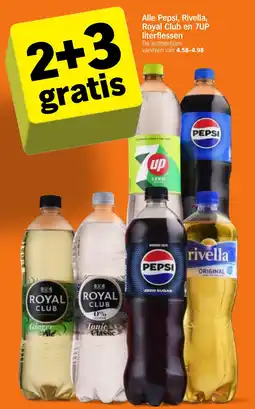 Albert Heijn Alle Pepsi, Rivella, Royal Club en 7UP literflessen aanbieding
