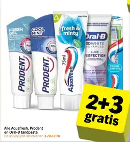 Albert Heijn Alle Aquafresh, Prodent en Oral-B tandpasta aanbieding