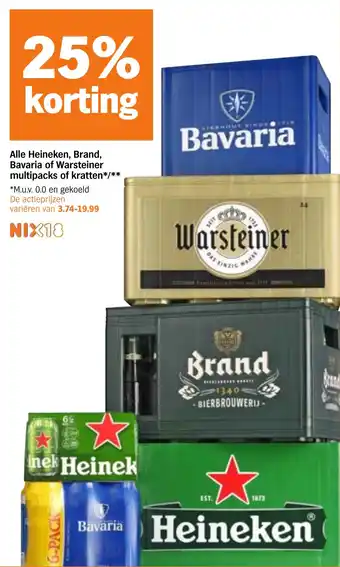 Alle Heineken, Brand, Bavaria of Warsteiner multipacks of kratten