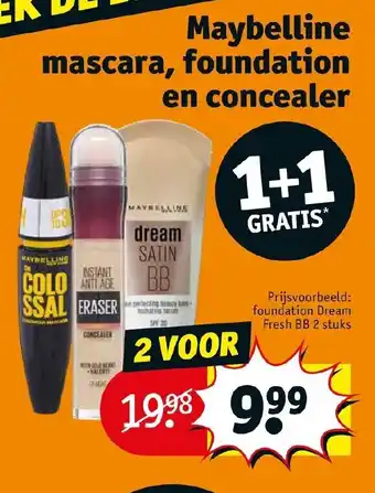 Kruidvat Maybelline mascara, foundation en concealer aanbieding