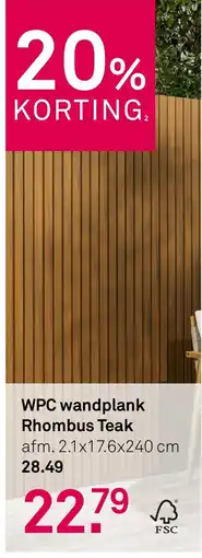 Karwei WPC wandplank Rhombus Teak aanbieding