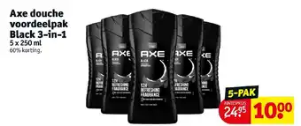 Kruidvat Axe douche voordeelpak black 3-in-1 5 x 250ml aanbieding