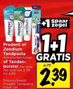 Vomar Voordeelmarkt Prodent of Zendium Tandpasta aanbieding