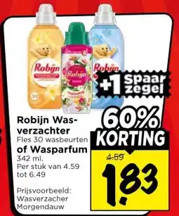 Vomar Voordeelmarkt Robijn Was- verzachter Fles 30 wasbeurten of Wasparfum aanbieding
