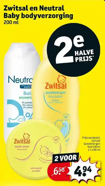 Kruidvat Zwitsal en neutral baby bodyverzorging 200ml aanbieding