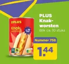 PLUS PLUS Knak- worsten aanbieding