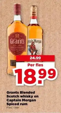 PLUS Grants Blended Scotch whisky en Captain Morgan Spiced rum aanbieding