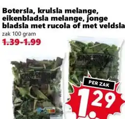 Coop Botersla, krulsla melange, eikenbladsla melange, jonge bladsla met rucola of met veldsla aanbieding