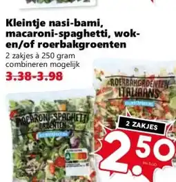 Coop Kleintje nasi-bami, macaroni-spaghetti, wok- en/of roerbakgroenten aanbieding