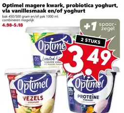Coop Optimel magere kwark, probiotica yoghurt, vla vanillesmaak en/of yoghurt aanbieding