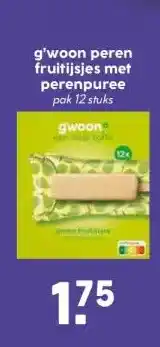 Coop g'woon peren fruitijsjes met perenpuree aanbieding