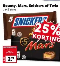 Coop Bounty, Mars, Snickers of Twix aanbieding