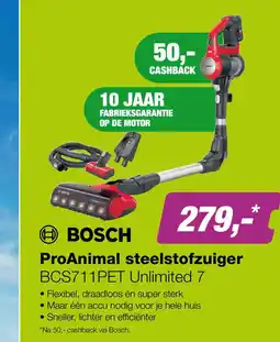 EP BOSCH BCS711PET Unlimited 7 ProAnimal Steelstofzuiger - Rood aanbieding