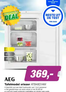 EP AEG ATB48D1AW Tafelmodel Vriezer aanbieding