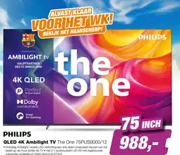 EP Philips 75PUS9000 4k QLED Ambilight TV - The One (2025) aanbieding