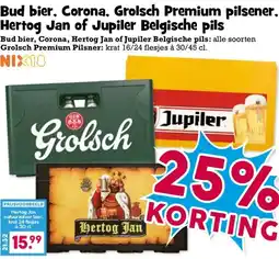 Boon`s Markt Bud bier, Corona, Grolsch Premium pilsener, Hertog Jan of Jupiler Belgische pils aanbieding