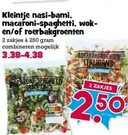 Boon`s Markt Kleintje nasi-bami. macaroni-spaghetti. wok- en/of roerbakgroenten aanbieding