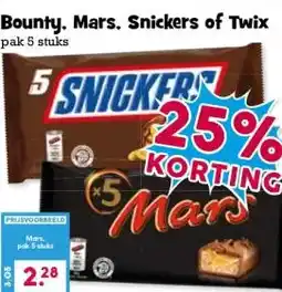 Boon`s Markt Bounty. Mars, Snickers of Twix aanbieding