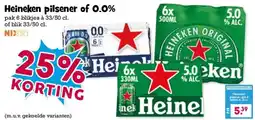 Boon`s Markt Heineken pilsener of 0.0% aanbieding