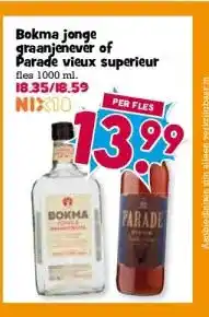 Boon`s Markt Bokma jonge graanjenever of Parade vieux superieur aanbieding