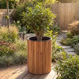 Action Ronde houten plantenbak aanbieding