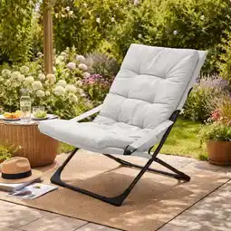Action Loungestoel met kussen - crème-wit aanbieding
