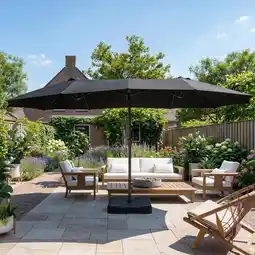 Action Dubbele parasol met voet – antraciet aanbieding