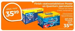 Trekpleister Finish vaatwastabletten Power en Quantum jaarvolume aanbieding