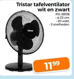 Trekpleister Tristar tafelventilator wit en zwart aanbieding