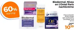 Trekpleister Biodermal, Nivea en L'Oréal Paris nachtcrème aanbieding