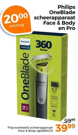 Trekpleister Philips OneBlade scheerapparaat Face & Body en Pro aanbieding