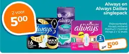 Trekpleister Always en Always Dailies singlepack aanbieding