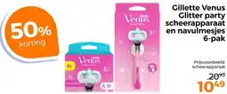 Trekpleister Gillette Venus Glitter party scheerapparaat en navulmesjes 6-pak aanbieding